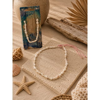 Muschel-Halskette im Boho-Style rosa