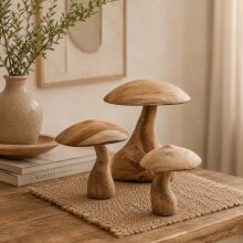 Dekorative Pilz-Skulpturen aus massivem Teakholz –...