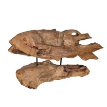 Große Fisch-Skulptur aus massivem Teakholz –...