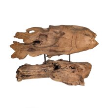 Große Fisch-Skulptur aus massivem Teakholz – ca. 100 cm