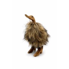 Holz-Ente mit flauschigem Kunstfell braun