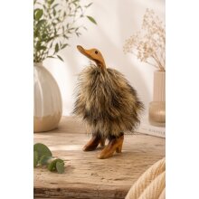 Holz-Ente mit flauschigem Kunstfell braun