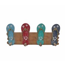 Flip-Flop Wandgarderobe aus Holz – Maritimes Design mit 4 Haken