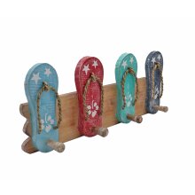 Flip-Flop Wandgarderobe aus Holz – Maritimes Design mit 4 Haken