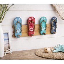 Flip-Flop Wandgarderobe aus Holz – Maritimes Design mit 4 Haken