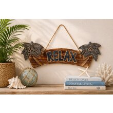Maritimes Holzschild „RELAX“ mit Palmen