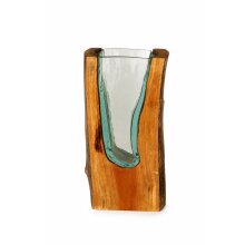 Glass vase in wood "Cliff-40"