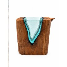 Glas-Vase im Holz "Jepit-15"