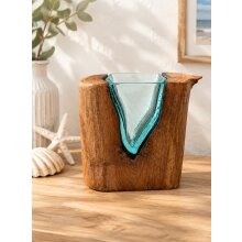Glas-Vase im Holz "Jepit-15"