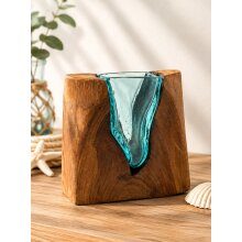 Glas-Vase im Holz "Jepit-20"