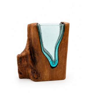 Glas-Vase im Holz "Jepit-30"