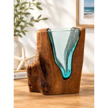 Glas-Vase im Holz "Jepit-30"