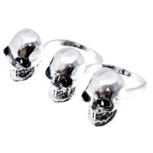 Ring "3 Skulls", Zweifingerring, flexible...