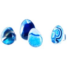 Ring, Achat, Größe flexibel, ca. 40 x 30 mm, blau