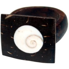 Ring, Shivaauge, Kokosholz, ca. 25 x 25 mm,...