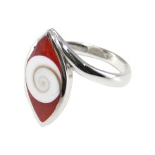 Silberring, Schaumkoralle, Shivaauge, L: 21 mm, U 57 mm