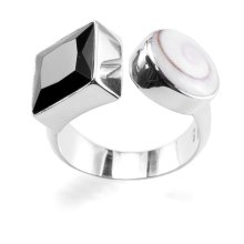 Ring, Silber mit Shivaauge u. Onyx, H. 10 mm, in...