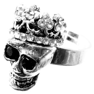 Ring "Skull mit Krone", flexible Ringgröße, 20 x 12 mm