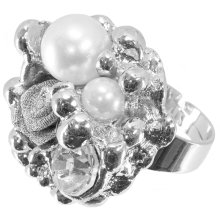 Ring"Pearls, Rose, Crystal"