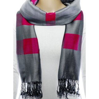 maloo Schal "Jaquard" grau/pink