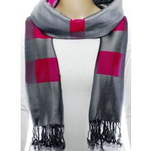 maloo Schal "Jaquard" grau/pink
