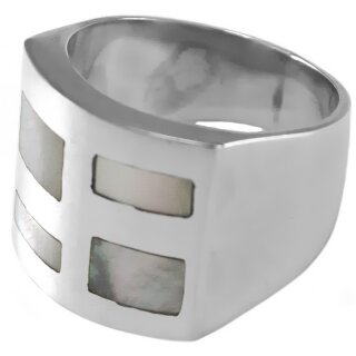 Silberring, Perlmutt, U 57 mm