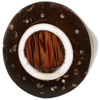 Ring, aus Holz und Edelstahl -rund-, Größen sortiert