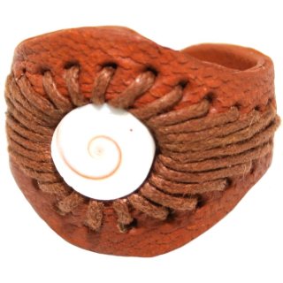 Ring aus Leder mit Shivaauge, Farbe: braun, freie Größe