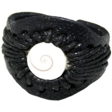 Ring aus Leder mit Shivaauge, Farbe: schwarz, freie Größe