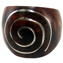 Ring aus Sonoholz mit Spirale, Höhe: ca. 24 mm,...