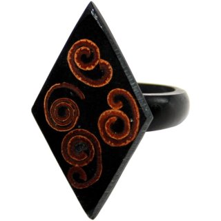 Ring aus Resin und Zimt, Rhombus, 35 x 20 mm, Größen sortiert