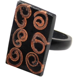 Ring aus Resin und Zimt, rechteckig, 28 x 18 mm, Größen sortiert