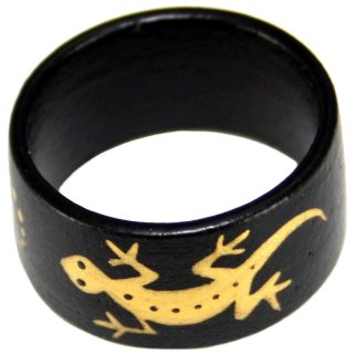 Ring aus Sonoholz, Gecko gold, Höhe: 10 mm, Größen sortiert