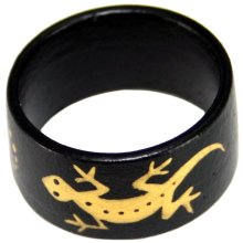 Ring aus Sonoholz, Gecko gold, Höhe: 10 mm,...