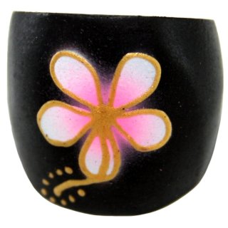 Ring aus Sonoholz mit Blüte, Höhe: ca. 20 mm, bunt sortiert