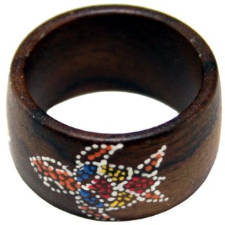 Ring aus Sonoholz mit Schildkröte, Höhe: ca. 10 mm, sortiert