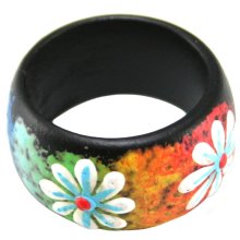 Ring aus Sonoholz mit Blüten, Höhe: ca. 10 mm,...
