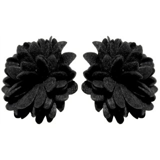 Ohrstecker Paar "Blüte" ca. 35 x 35 mm, schwarz