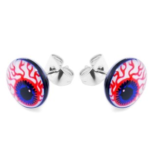 Ohrstecker Paar "Auge", Acryl Ø: 10 mm, rot/weiß