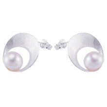 Ohrringe, Silber mit Perle, Ø: 20 mm