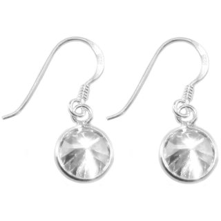 Ohrringpaar Silber mit "Kristall" Ø 8 mm, Länge:: 11 mm