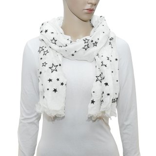 maloo Scarf, white with black stars