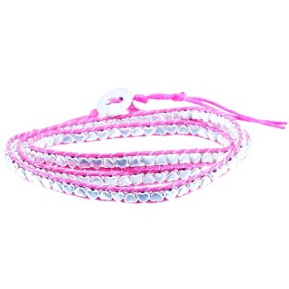 Wickelarmband mit Herzchen, fuchsia, Länge ca. 50 cm