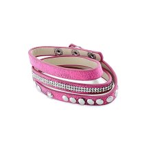Armband, Leder, pink