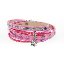 Armband, Leder, pink