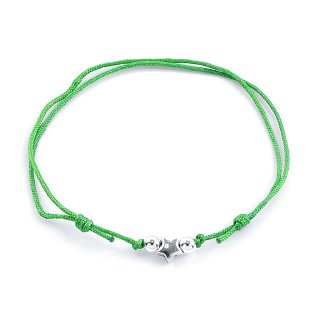 Armband "Stern", 925 Silber und Stoff, grün