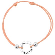 Armband "Ring", 925 Silber und Stoff, orange