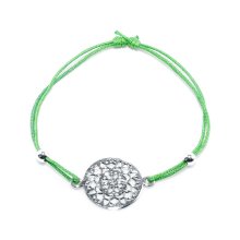 Armband "Mandala", 925 Silber und Stoff, grün
