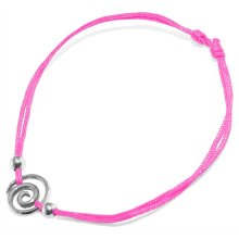 Armband "Spirale", 925 Silber und Stoff, rosa