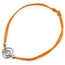 Armband "Spirale", 925 Silber und Stoff, orange